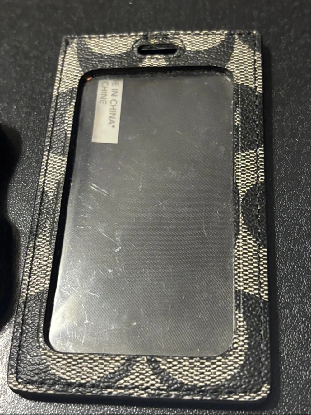Coach Black and‎ White Signature PVC Luggage Tag with Strap
